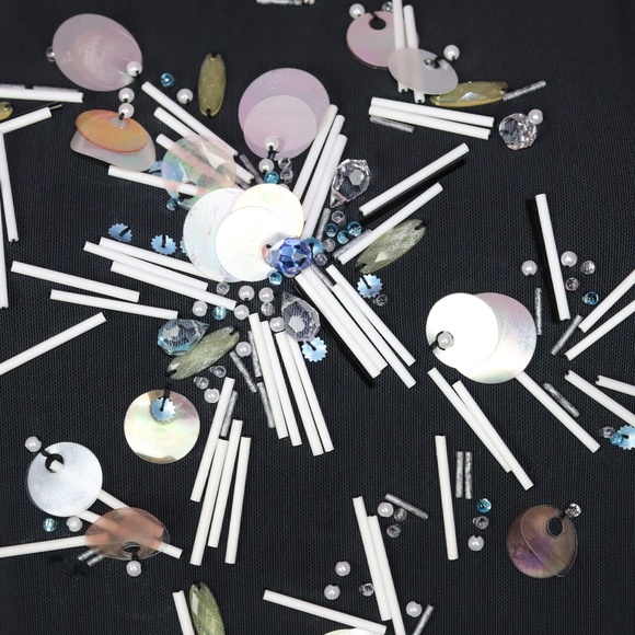 TANYA TAYLOR BLACK EMBELLISHED SLEEVELESS TUNIC 0 - Picture 5 of 6